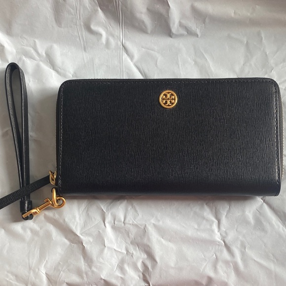 Tory Burch Black Wallet with Gold Accents - Picture 2 of 8